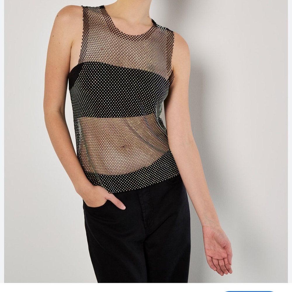 Black Mesh Sleeveless Top